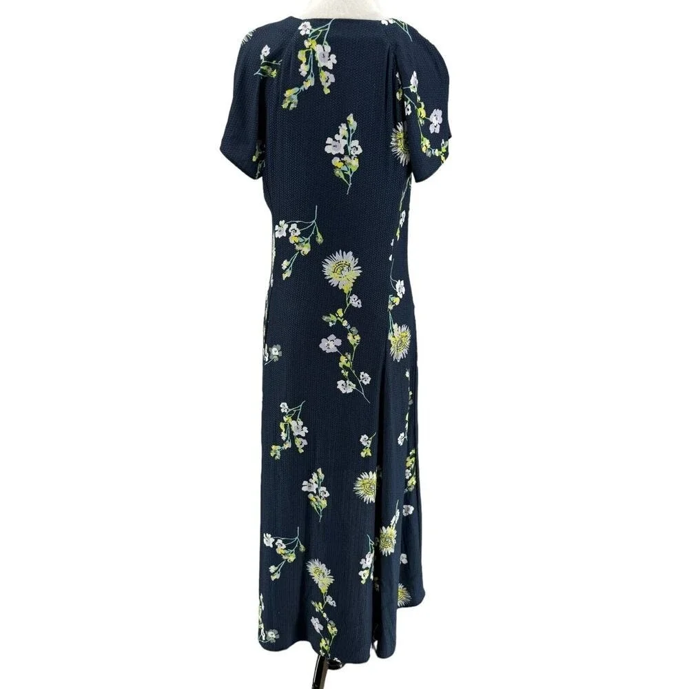 Free People Women's Navy Blue Lost In You Floral Midi Dress Size Small